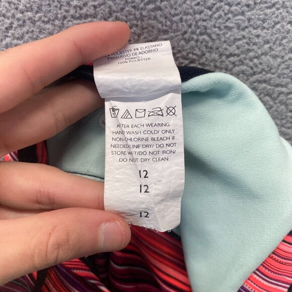 Nike Girls Swim Size 12 Tankini‎ Top Strappy Back Pink Purple Stripes Bra - Picture 8 of 11